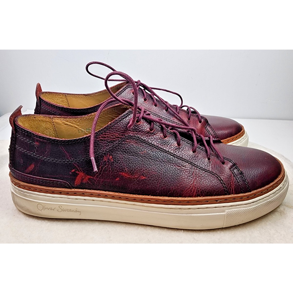Oliver Sweeney Lopes Distressed Burgundy Leather Lace-Up Casual Sneaker US 9 - Picture 8 of 13